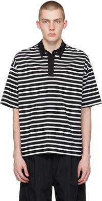 Juun.J Black & White Stripe Polo