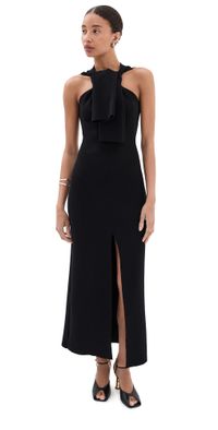 A. W.A. K.E. MODE Knit Dress with Neck Tie Black XS