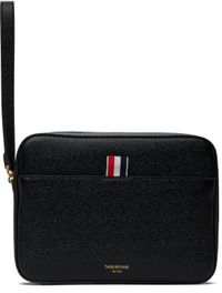 Thom Browne Black Pebble Grain Leather Pouch