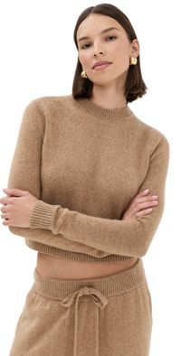 The Elder Statesman Simple Cashmere Crew Sweater Camel S