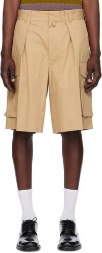 Dries Van Noten Beige Pleated Cargo Shorts