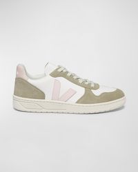 V-10 Mixed Leather Low-Top Sneakers