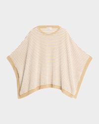 Metallic Striped Linen Knit Poncho