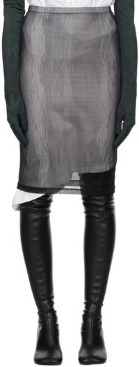 MM6 Maison Margiela Black Ribbed Midi Skirt