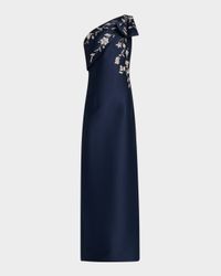 Olivia One-Shoulder Embellished Mikado Gown
