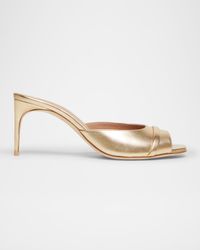 Metallic Nappa Leather Stiletto Mule Sandals