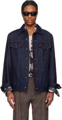 Dries Van Noten Navy Paneled Denim Jacket