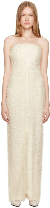 TOTEME Off-White Strapless Fil Coupé Maxi Dress