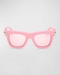 Logo Acetate Square Sunglasses