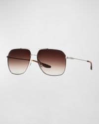 Men's Aeronaut Double-Bridge Metal Aviator Sunglasses