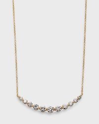 18k Yellow Gold 11 Round Diamond Smiley Bar Necklace, 16"L, 1.00tcw