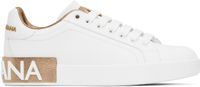 Dolce&Gabbana Baskets Portofino blanc et doré rose en cuir de veau