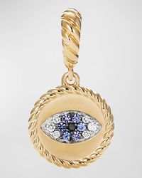 Evil Eye Amulet with Blue Sapphires and Diamonds in 18K Gold, 18.8mm