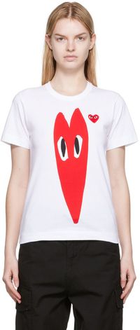 COMME des GARÇONS PLAY White Squished Heart T-Shirt