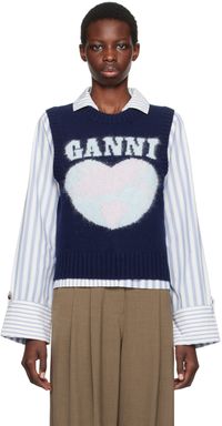 GANNI Navy Heart Vest