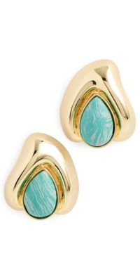 Lele Sadoughi Laurel Button Earrings Jade Turquoise One Size