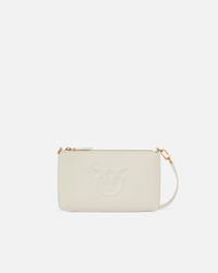 Pinko - Sac plat à bandoulière en cuir - Taille Unique - Blanc