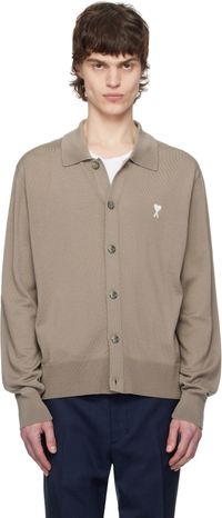 AMI Paris Taupe Ami de Coeur Cardigan