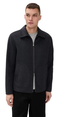 Vince Splittable Wool Blend Zip Jacket H Black M