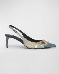 Denim Charms Slingback Pumps