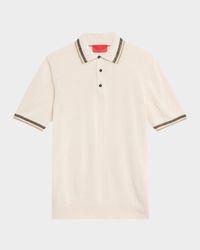 Men's Silk and Linen Tipped Polo Sweater