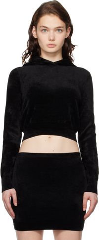 alexanderwang.t Pull à capuche écourté noir à glissière