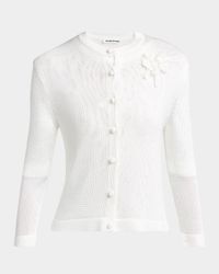 Crochet Flower Three-Quarter Sleeve Cardigan