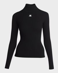 Turtleneck Long-Sleeve Rib Sweater