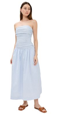 Line & Dot Darra Midi Dress White/Blue XS