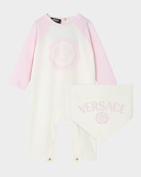 Kid's Logo-Print Jersey Onesie and Bib Set, Size Newborn-6M