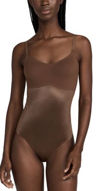 SPANX SPANXshape Invisible Cami Thong Bodysuit Cafe au Lait XL