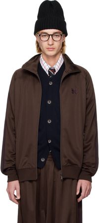NEEDLES Blouson de survêtement brun en polyester lisse