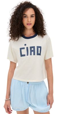 Clare V. Le Carre Tee Cream w/Navy Block Ciao XXL