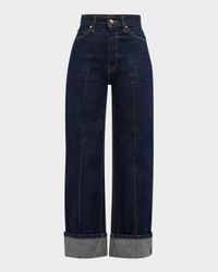 The Genevieve Topstitched Wide-Leg Denim Jeans