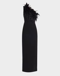 Blair One-Shoulder Feather Gown
