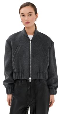 Another Tomorrow Bomber Jacket Light Grey Melange S