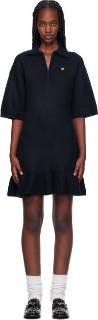 GANNI Navy Wool Minidress