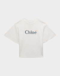 Girl's Denim Embroidered Logo-Print T-Shirt, Size 4-6