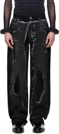 Jean Paul Gaultier Black 'The Flocked' Jeans