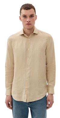 Frescobol Carioca Antonio Linen Shirt Sand Dune M