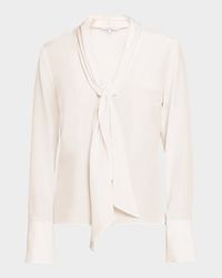 Amanda Tie-Neck Silk Chiffon Blouse
