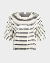 Gardone Boxy Striped Sequin Tee