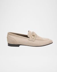 Suede Loafers with Horsebit Strap