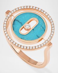 LUCKY MOVE 18K ROSE GOLD DIAMOND TURQUOISE RING