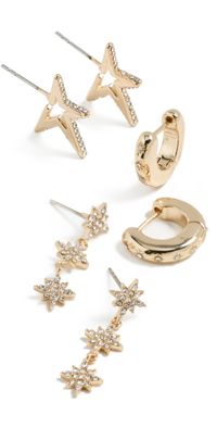 BaubleBar Luna Earrings Set Clear One Size