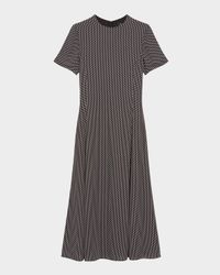 Short-Sleeve Flared Midi Dress