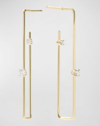 14k Diamond Wire Rectangle Hoops