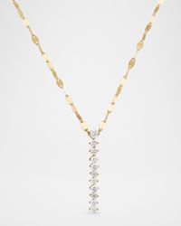 14K Gold Mini Flawless Diamond Tennis Lariat Necklace