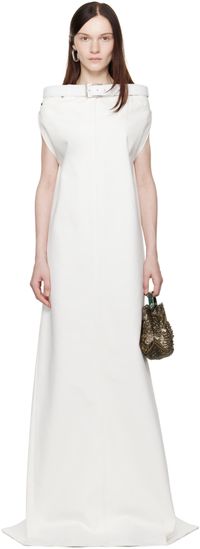 MARIE ADAM-LEENAERDT Robe longue blanche à encolure de style jean