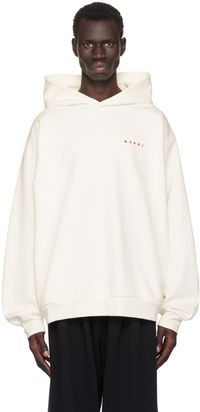 Marni White Wrinkled Logo Hoodie